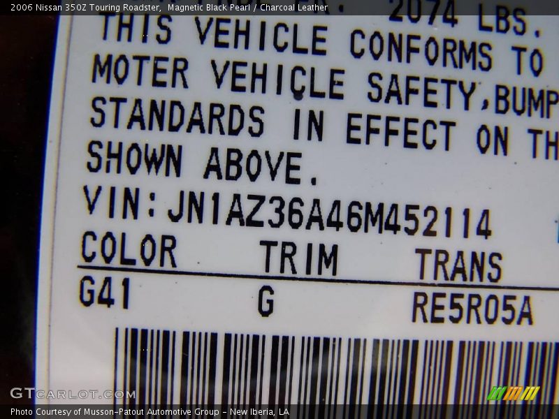 Magnetic Black Pearl / Charcoal Leather 2006 Nissan 350Z Touring Roadster