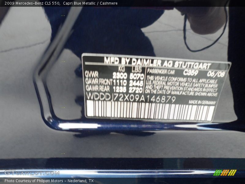 Capri Blue Metallic / Cashmere 2009 Mercedes-Benz CLS 550