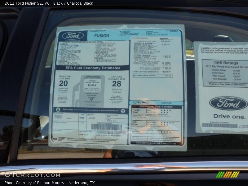  2012 Fusion SEL V6 Window Sticker