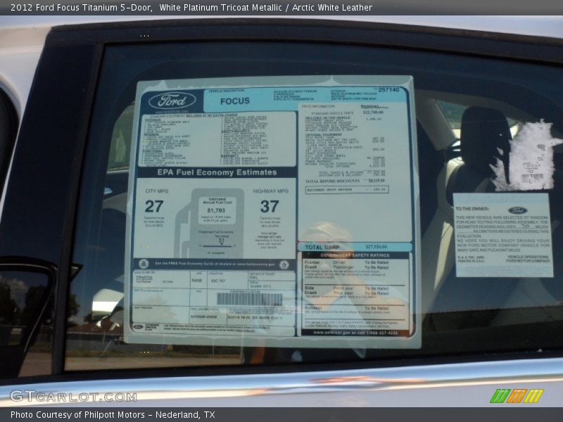  2012 Focus Titanium 5-Door Window Sticker