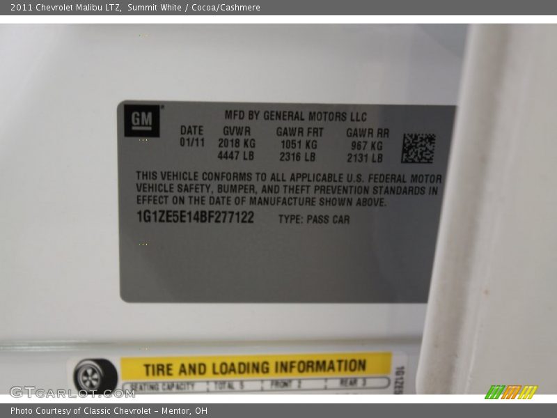 Summit White / Cocoa/Cashmere 2011 Chevrolet Malibu LTZ