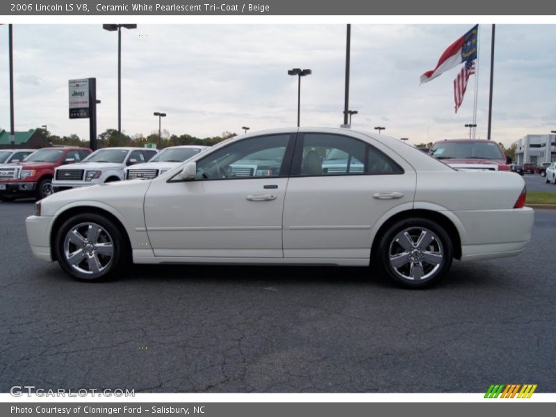 Ceramic White Pearlescent Tri-Coat / Beige 2006 Lincoln LS V8