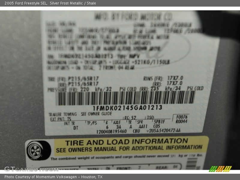 2005 Freestyle SEL Silver Frost Metallic Color Code TS
