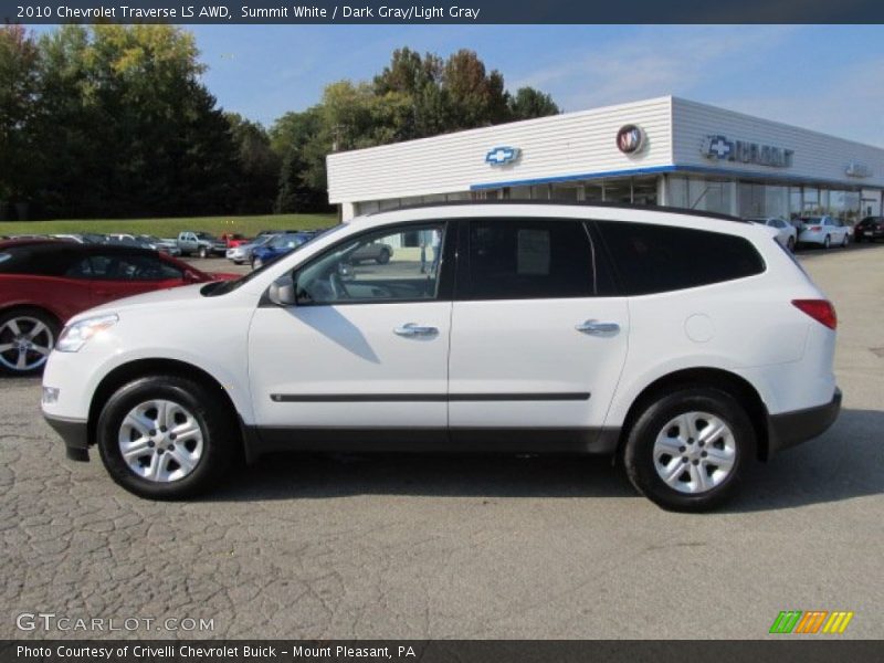 Summit White / Dark Gray/Light Gray 2010 Chevrolet Traverse LS AWD