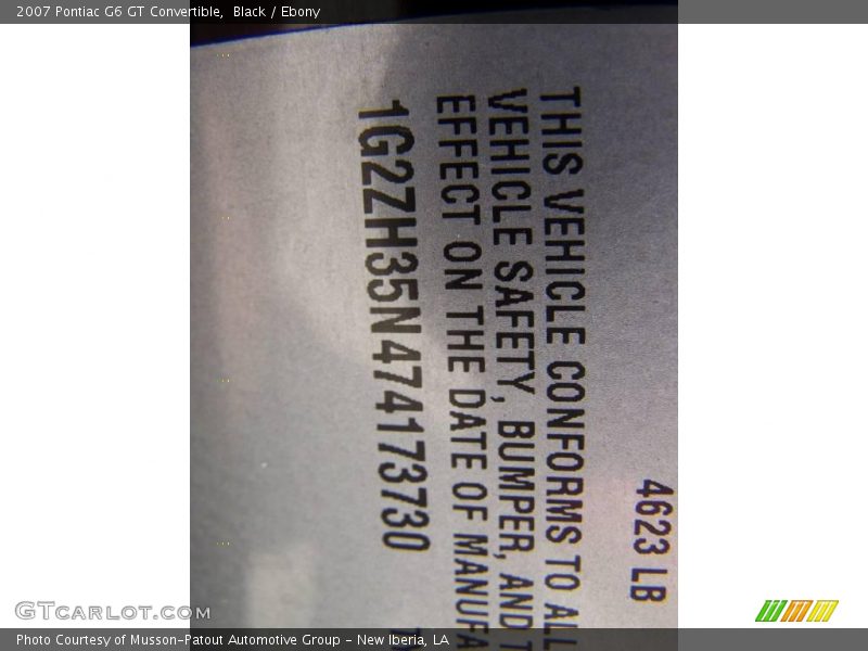 Black / Ebony 2007 Pontiac G6 GT Convertible