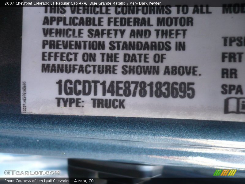 Blue Granite Metallic / Very Dark Pewter 2007 Chevrolet Colorado LT Regular Cab 4x4