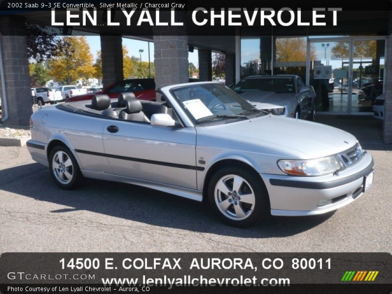 Silver Metallic / Charcoal Gray 2002 Saab 9-3 SE Convertible