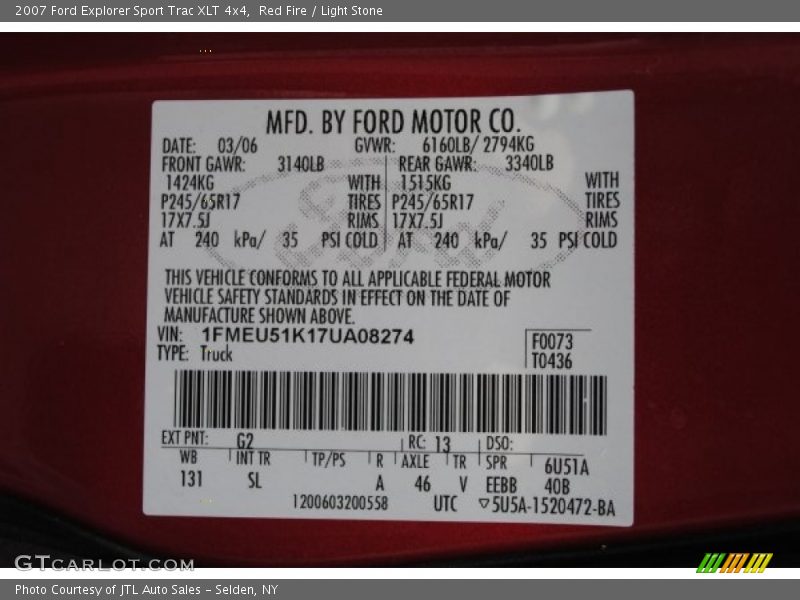 Red Fire / Light Stone 2007 Ford Explorer Sport Trac XLT 4x4