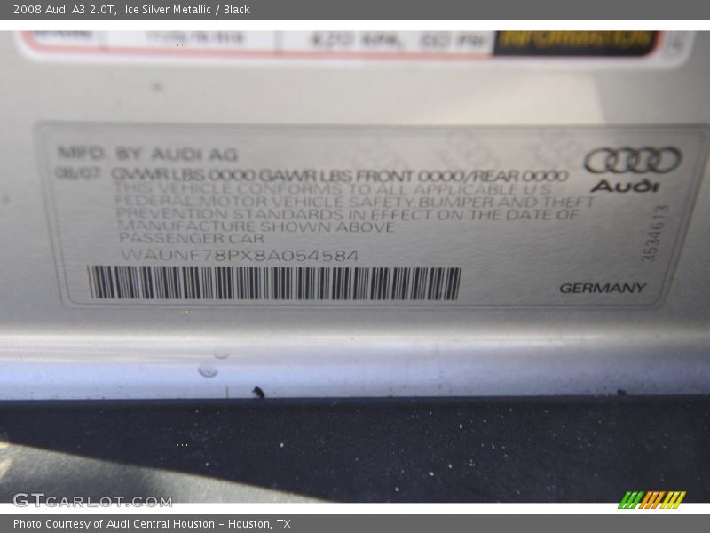 Ice Silver Metallic / Black 2008 Audi A3 2.0T