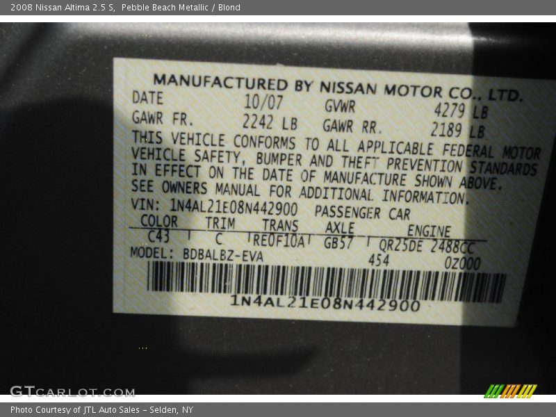 Pebble Beach Metallic / Blond 2008 Nissan Altima 2.5 S