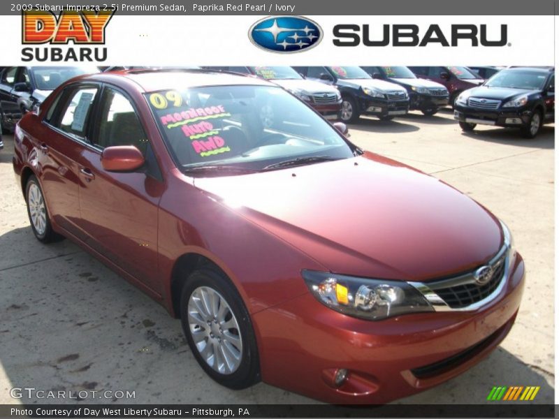 Paprika Red Pearl / Ivory 2009 Subaru Impreza 2.5i Premium Sedan