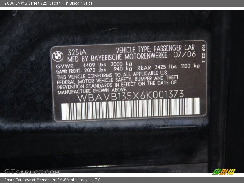 Jet Black / Beige 2006 BMW 3 Series 325i Sedan
