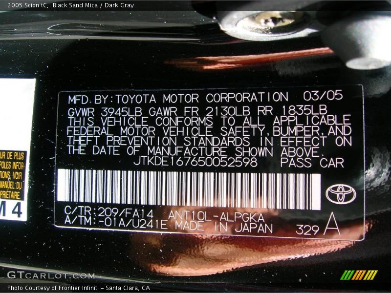 Black Sand Mica / Dark Gray 2005 Scion tC