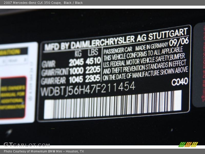 Black / Black 2007 Mercedes-Benz CLK 350 Coupe
