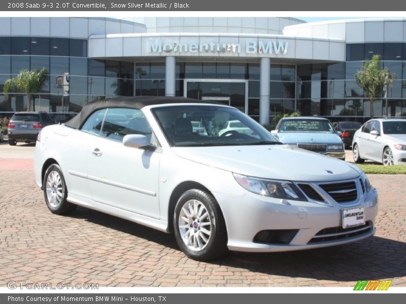 Snow Silver Metallic / Black 2008 Saab 9-3 2.0T Convertible