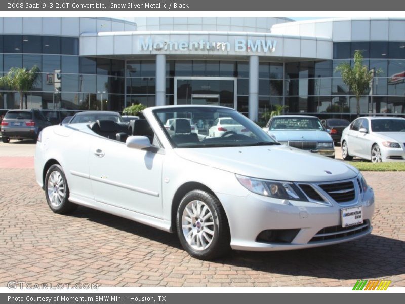 Snow Silver Metallic / Black 2008 Saab 9-3 2.0T Convertible