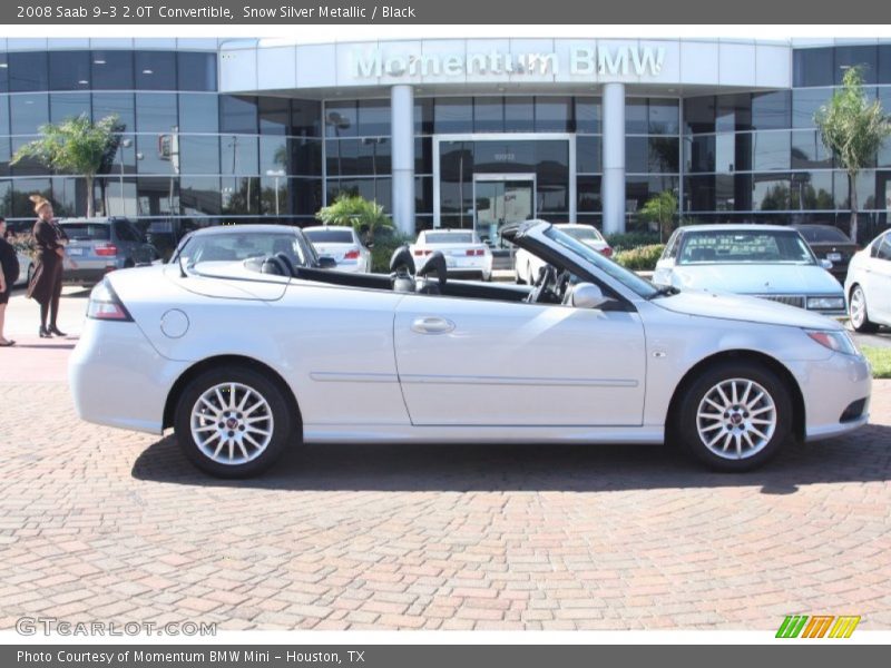 Snow Silver Metallic / Black 2008 Saab 9-3 2.0T Convertible