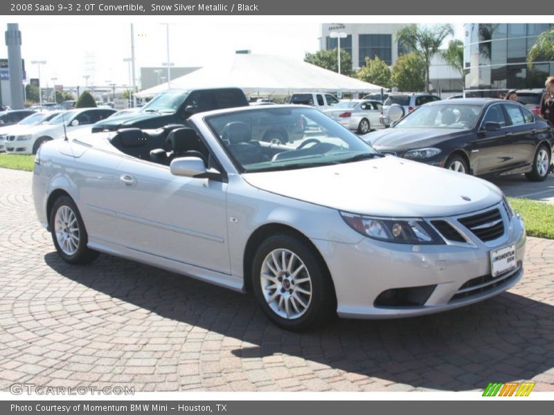 Snow Silver Metallic / Black 2008 Saab 9-3 2.0T Convertible