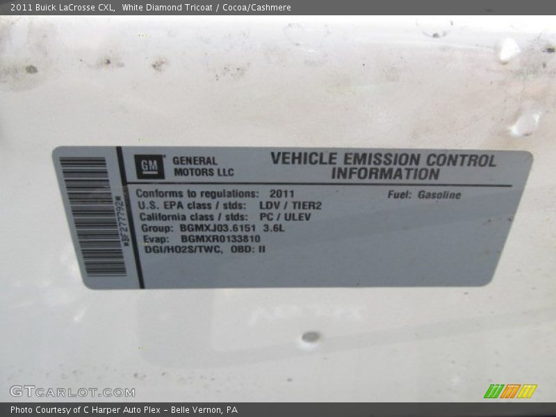 White Diamond Tricoat / Cocoa/Cashmere 2011 Buick LaCrosse CXL