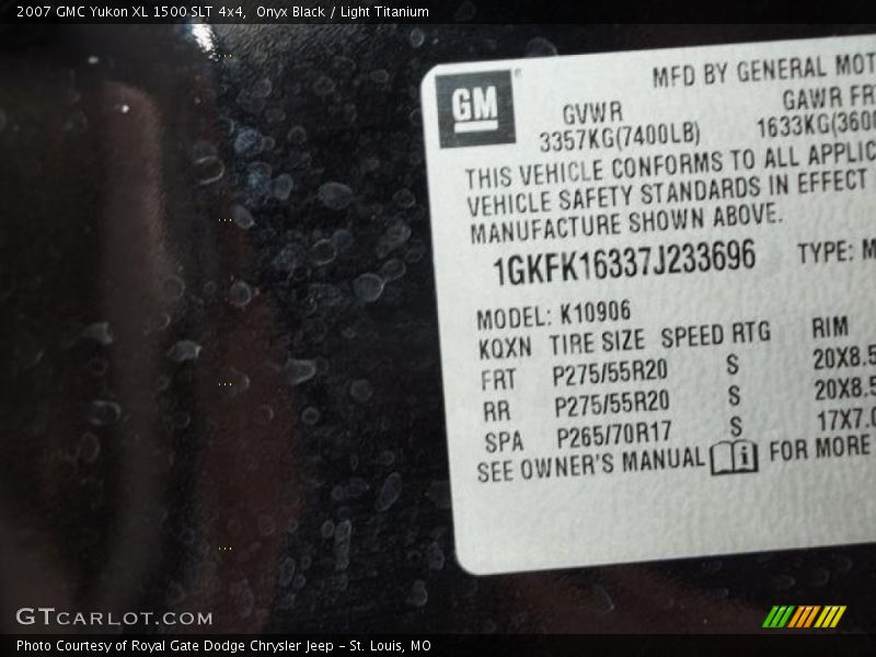 Onyx Black / Light Titanium 2007 GMC Yukon XL 1500 SLT 4x4