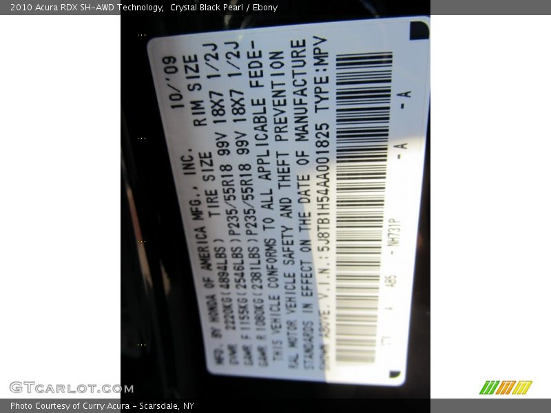 Crystal Black Pearl / Ebony 2010 Acura RDX SH-AWD Technology