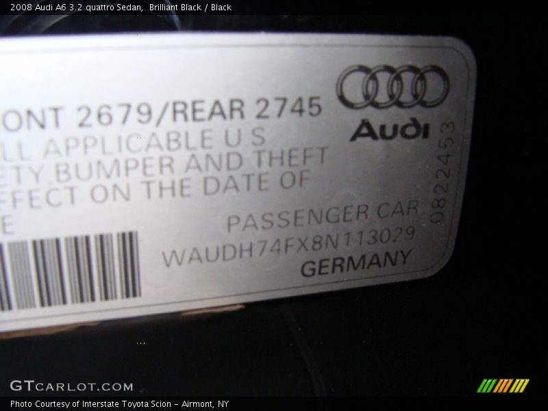 Brilliant Black / Black 2008 Audi A6 3.2 quattro Sedan