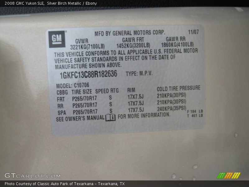 Silver Birch Metallic / Ebony 2008 GMC Yukon SLE