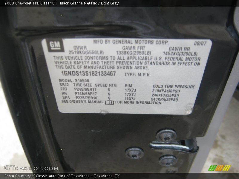 Black Granite Metallic / Light Gray 2008 Chevrolet TrailBlazer LT