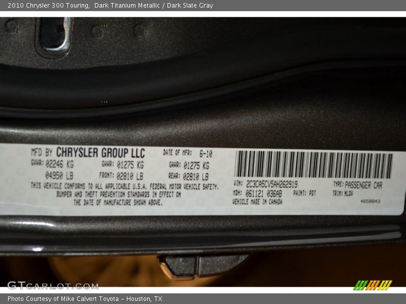Dark Titanium Metallic / Dark Slate Gray 2010 Chrysler 300 Touring
