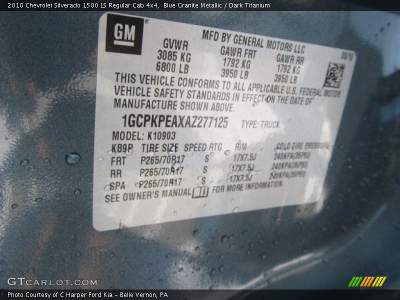 Blue Granite Metallic / Dark Titanium 2010 Chevrolet Silverado 1500 LS Regular Cab 4x4