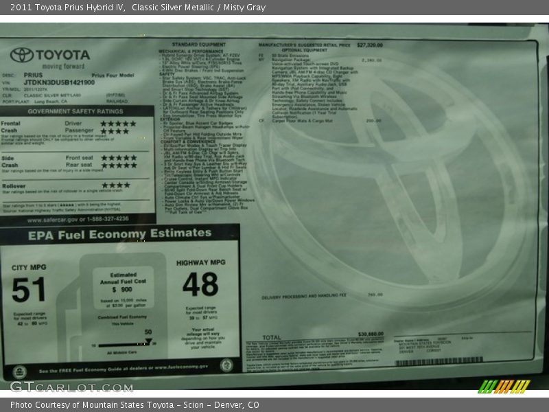 Classic Silver Metallic / Misty Gray 2011 Toyota Prius Hybrid IV