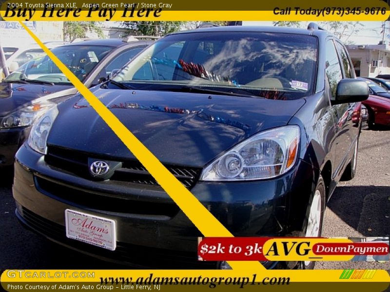 Aspen Green Pearl / Stone Gray 2004 Toyota Sienna XLE