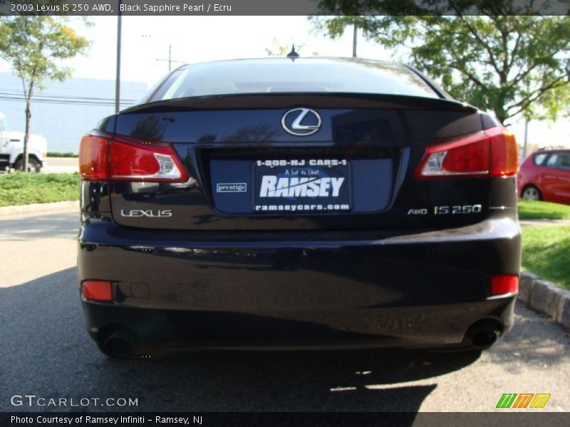 Black Sapphire Pearl / Ecru 2009 Lexus IS 250 AWD
