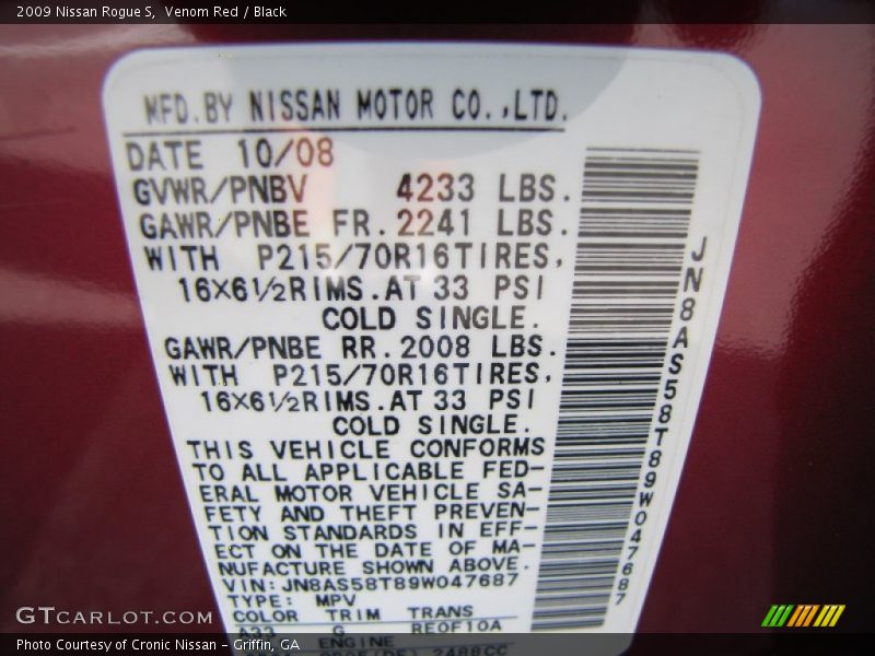 Venom Red / Black 2009 Nissan Rogue S