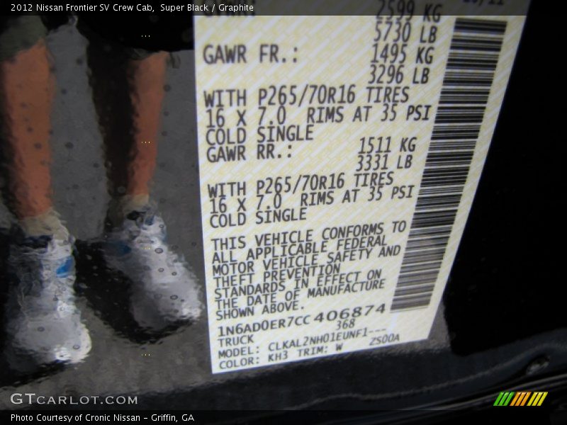 Super Black / Graphite 2012 Nissan Frontier SV Crew Cab