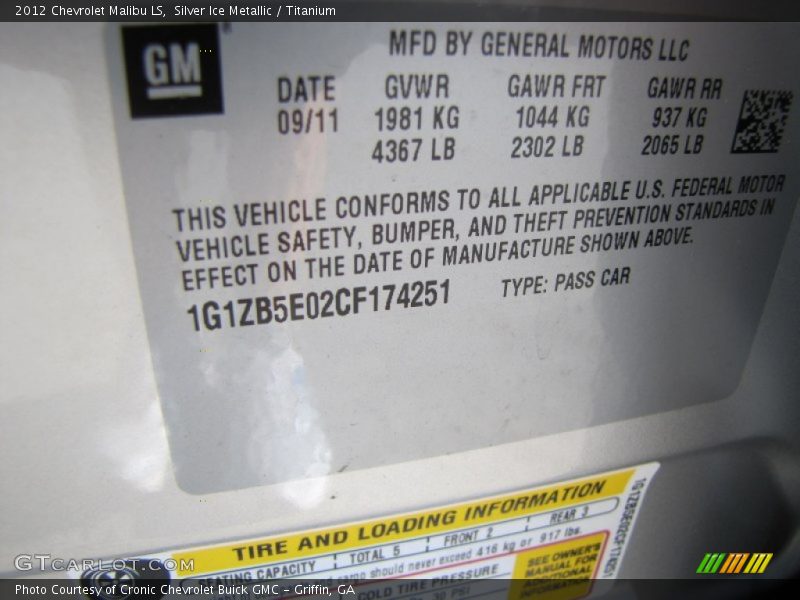 Silver Ice Metallic / Titanium 2012 Chevrolet Malibu LS