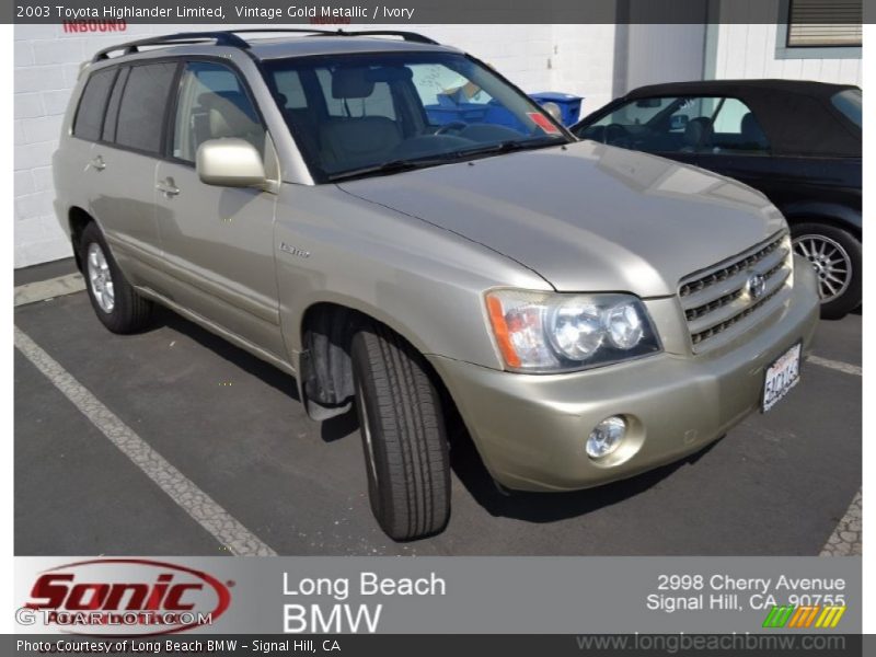 Vintage Gold Metallic / Ivory 2003 Toyota Highlander Limited