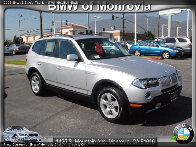 Titanium Silver Metallic / Black 2008 BMW X3 3.0si