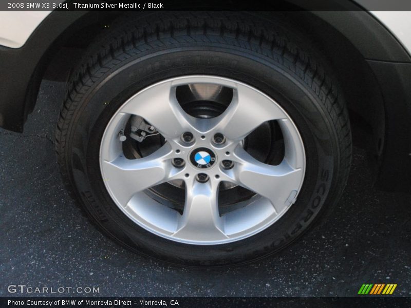 Titanium Silver Metallic / Black 2008 BMW X3 3.0si