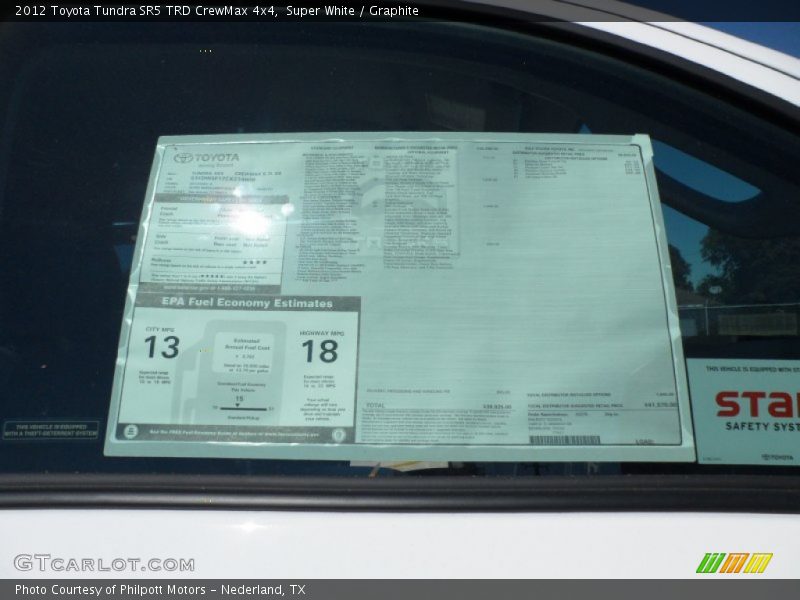  2012 Tundra SR5 TRD CrewMax 4x4 Window Sticker