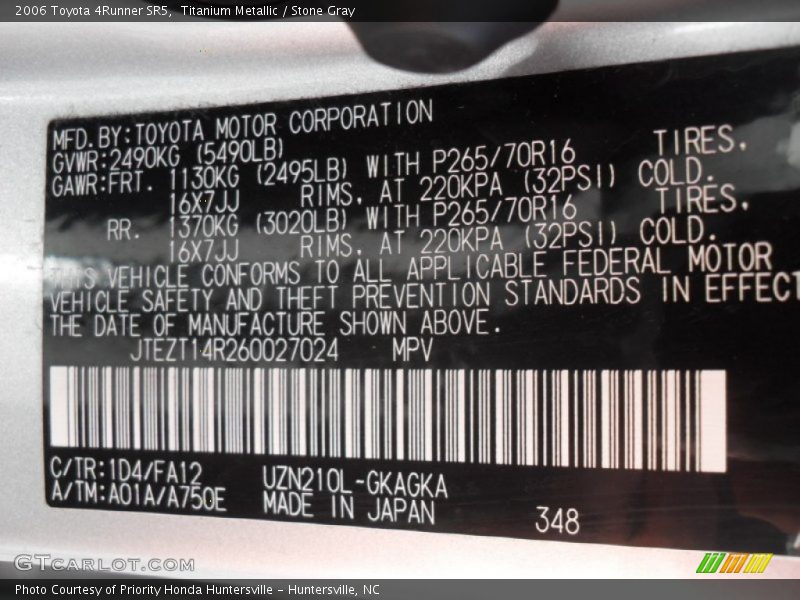 Titanium Metallic / Stone Gray 2006 Toyota 4Runner SR5
