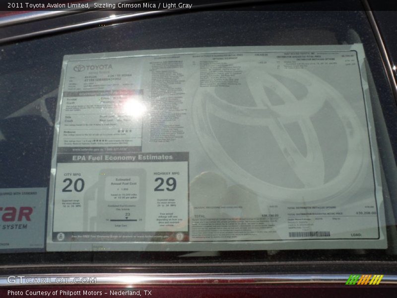 Sizzling Crimson Mica / Light Gray 2011 Toyota Avalon Limited