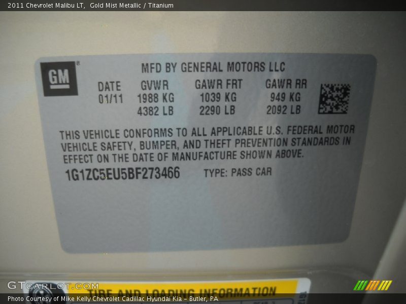 Gold Mist Metallic / Titanium 2011 Chevrolet Malibu LT