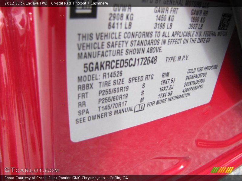 Crystal Red Tintcoat / Cashmere 2012 Buick Enclave FWD