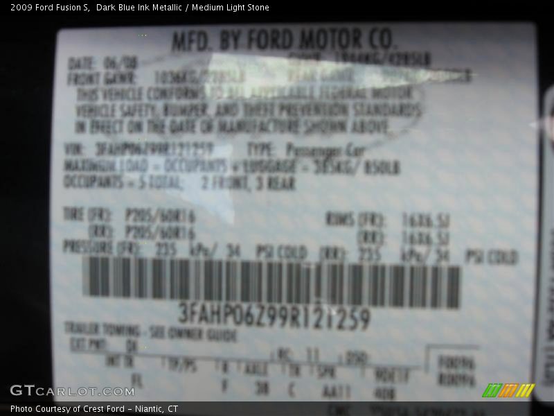 Dark Blue Ink Metallic / Medium Light Stone 2009 Ford Fusion S