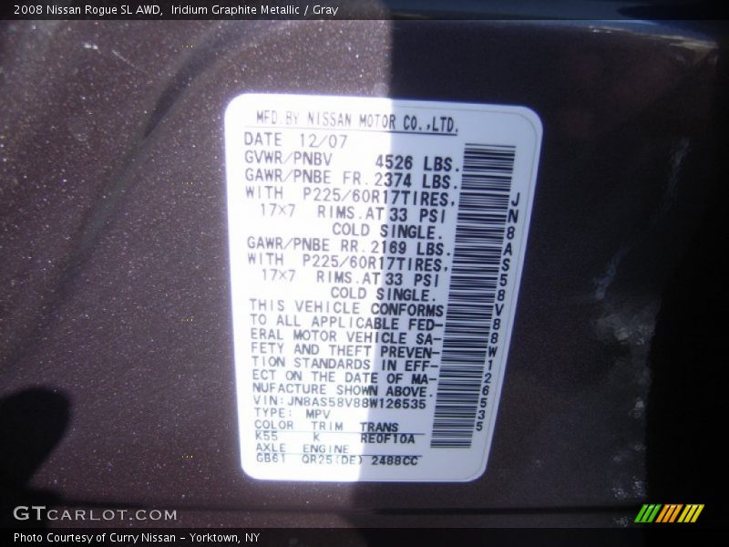 Iridium Graphite Metallic / Gray 2008 Nissan Rogue SL AWD