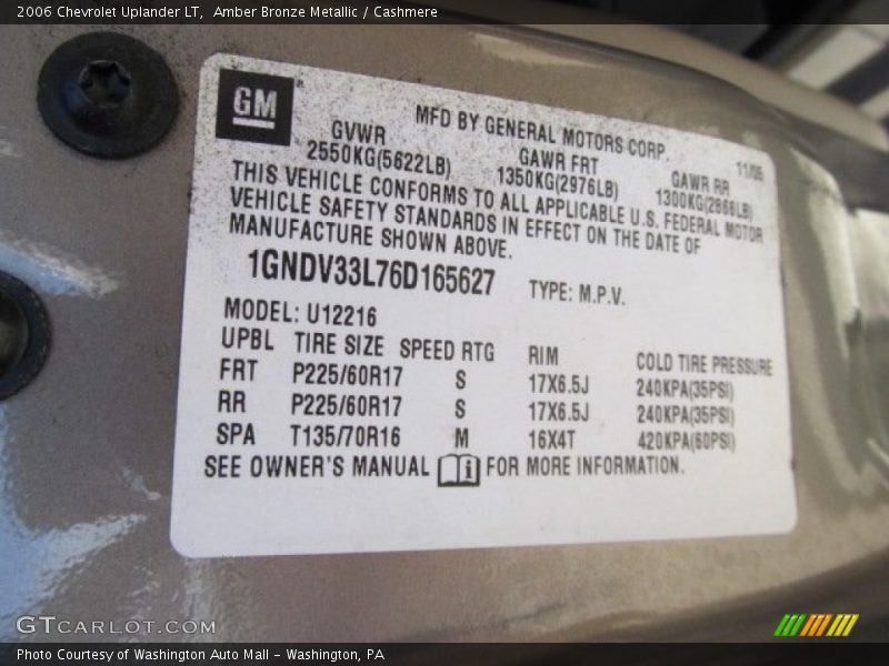 Amber Bronze Metallic / Cashmere 2006 Chevrolet Uplander LT