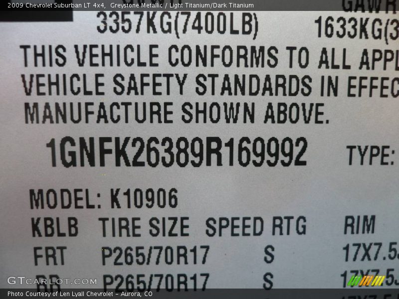 Greystone Metallic / Light Titanium/Dark Titanium 2009 Chevrolet Suburban LT 4x4