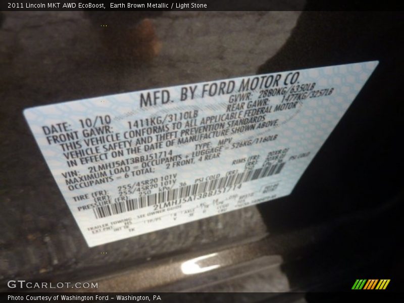Earth Brown Metallic / Light Stone 2011 Lincoln MKT AWD EcoBoost