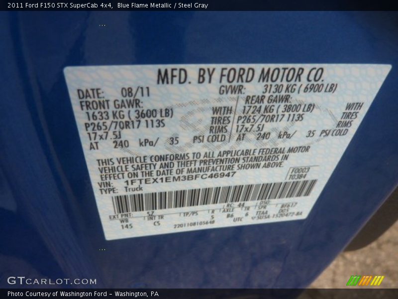 Blue Flame Metallic / Steel Gray 2011 Ford F150 STX SuperCab 4x4